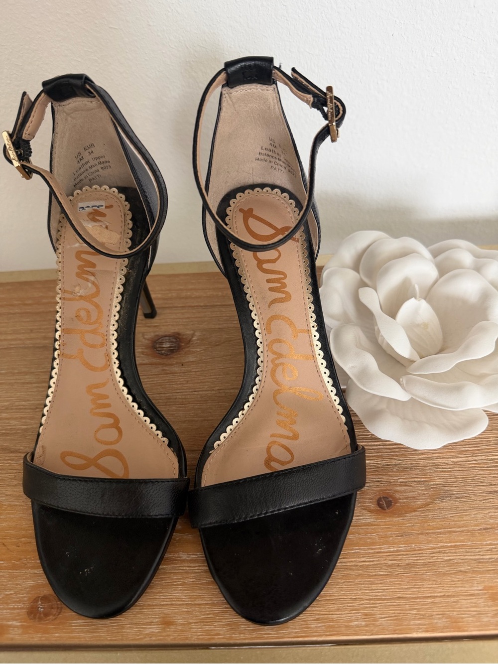 Sam Edelman Black Leather Ankle Strap Heels